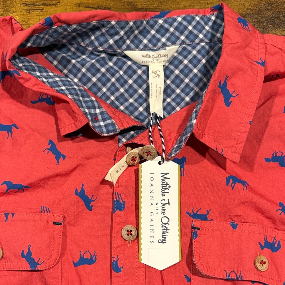 Matilda Jane Red and Blue Patterned Men's Shirt - Picture 2 of 4